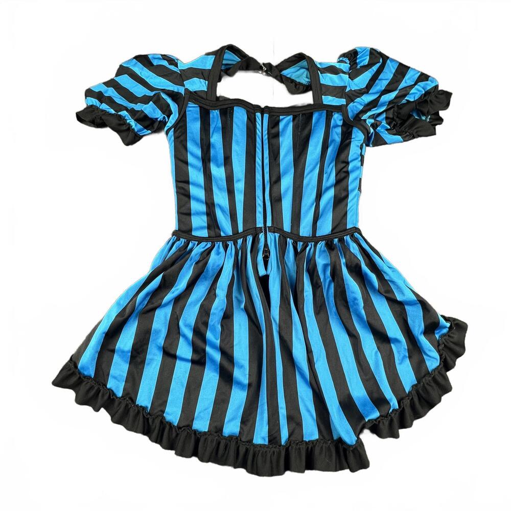 Vintage 80s Blue & Black Striped Dance Costume | Theater Phoenix Design | M